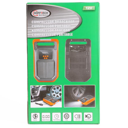 Hofftech Draagbare Luchtcompressor - 12V - Digitaal Display - 10 Bar / 150 PSI