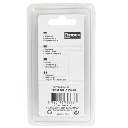 Benson Schietlood 80 gram - 5 meter touw - Verticale uitlijning