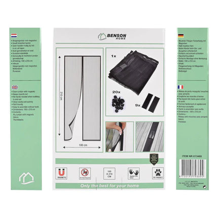 Benson Magnetische Hordeur - 100 x 210 cm - Sluit Automatisch - Insectenwerend