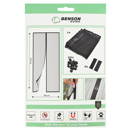 Benson Magnetische Hordeur - 100 x 210 cm - Vliegengordijn
