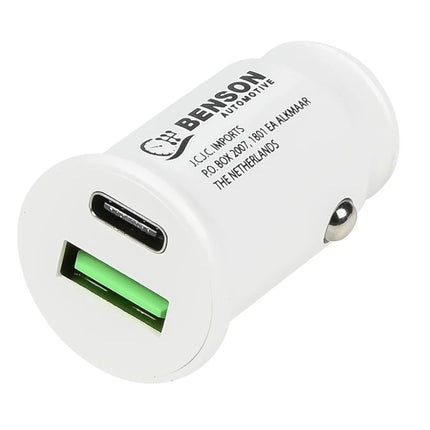 Benson Universele Autolader – USB-A & USB-C – 3A – 12/24V – Zwart
