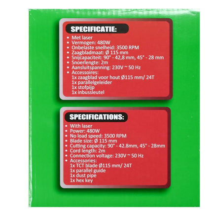Hofftech Compacte Cirkelzaag met Laser - 480W - Ø115 mm