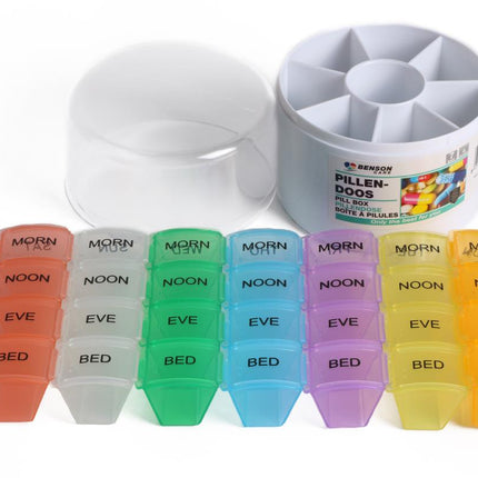 Benson Pillendoos Toren – 7 Dagen – 4 Vakken per Dag – Multicolor – Ø 85 mm