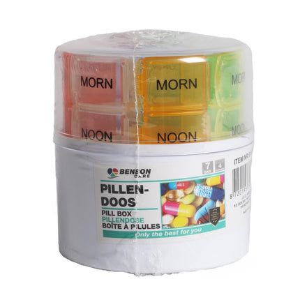 Benson Pillendoos Toren – 7 Dagen – 4 Vakken per Dag – Multicolor – Ø 85 mm