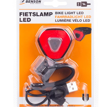 Benson USB Oplaadbaar Achterlicht - 18 LED Chips - Rood - 6 Standen - Regenwaterdicht