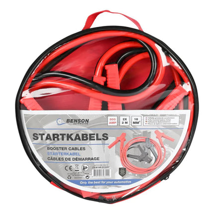 Benson Startkabels – 800 Ampère – 2 Meter – Volledig Geïsoleerd – Inclusief Opbergtas
