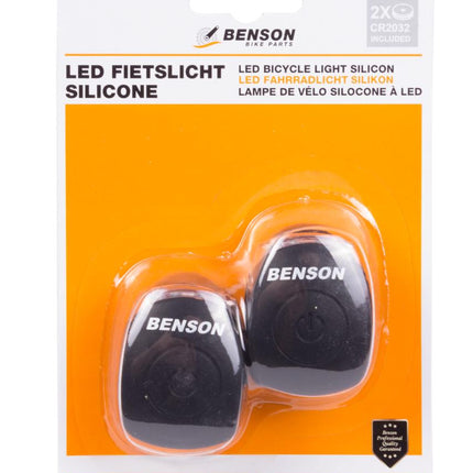 Benson LED Fietslamp Set - Flexibel Silicone - Zwart - Waterdicht - 2-delig