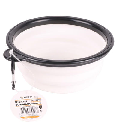 Benson Opvouwbare Voer- en Drinkbak - 13 cm - Wit - Siliconen