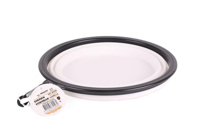 Benson Opvouwbare Voer- en Drinkbak - 13 cm - Wit - Siliconen