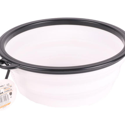 Benson Opvouwbare Voer- en Drinkbak - 19 cm - Wit/Zwart - Siliconen