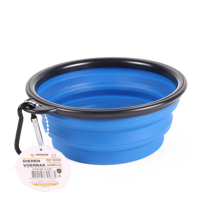 Benson Opvouwbare Voer- en Drinkbak - 13 cm - Blauw - Siliconen