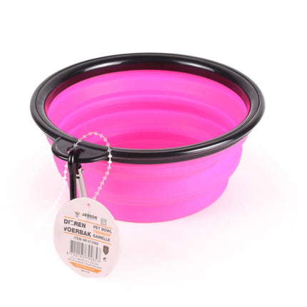 Benson Opvouwbare Voer- en Drinkbak - 13 cm - Roze - Siliconen