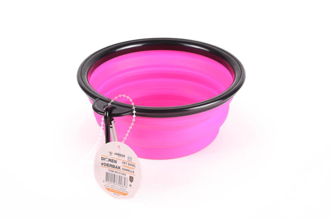 Benson Opvouwbare Voer- en Drinkbak - 13 cm - Roze - Siliconen
