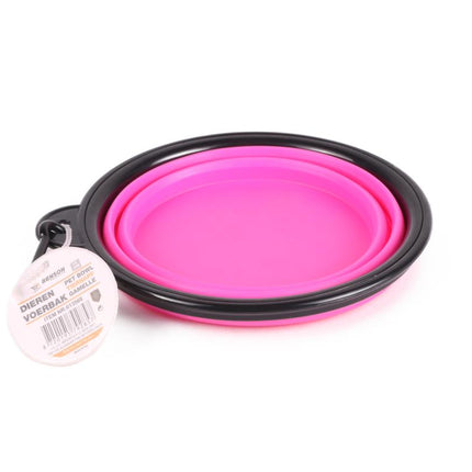 Benson Opvouwbare Voer- en Drinkbak - 13 cm - Roze - Siliconen