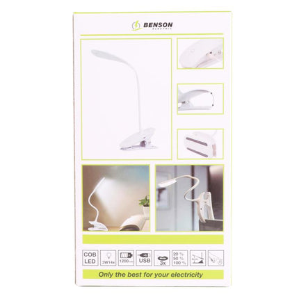 Benson Flexibele LED Klemlamp – 3 Lichtstanden – Touch Bediening – USB Oplaadbaar