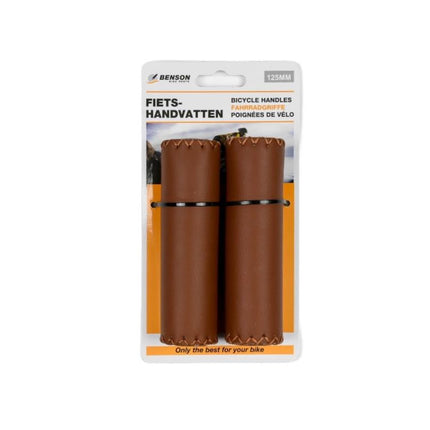 Benson Retro Fietshandvatten - 125 mm - Kunstleer - Cognac Bruin