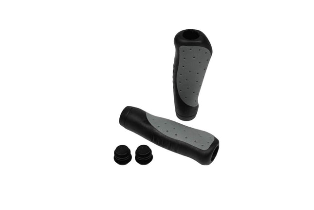 Benson Ergonomische Fietshandvatten - 135 mm - Zwart/Grijs - Inclusief Stuurdoppen