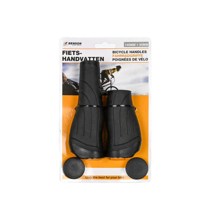 Benson Ergonomische Fietshandvatten - 140 mm & 95 mm - Voor Draaischakeling - Zwart