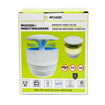 Benson Muggen- en Insectenvanger - UV-Lamp - 2.5W - 50 m² - 3 Standen