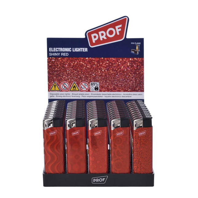 Prof Aansteker Shiny Red - Metallic Finish - Compacte Gasaansteker