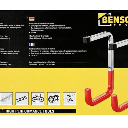 Benson Heavy Duty Ophanghaken - Set van 2 - 45 kg Draagkracht - 26 x 15 cm