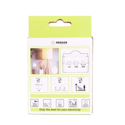 Benson Stekker met Bewegingssensor – Randaarde – Instelbaar – Wit