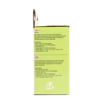 Benson Stekker met Bewegingssensor – Randaarde – Instelbaar – Wit
