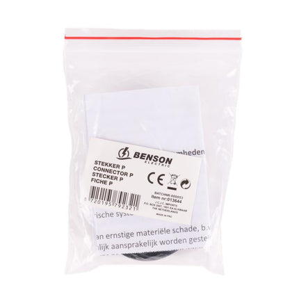 Benson Platte Eurostekker – Easy Grip – Zwart – 10 Ampère – 2500 Watt