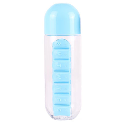 Benson Drinkfles met Pillendoos – 600 ml – 7 Dagen – Handige 2-in-1 Set