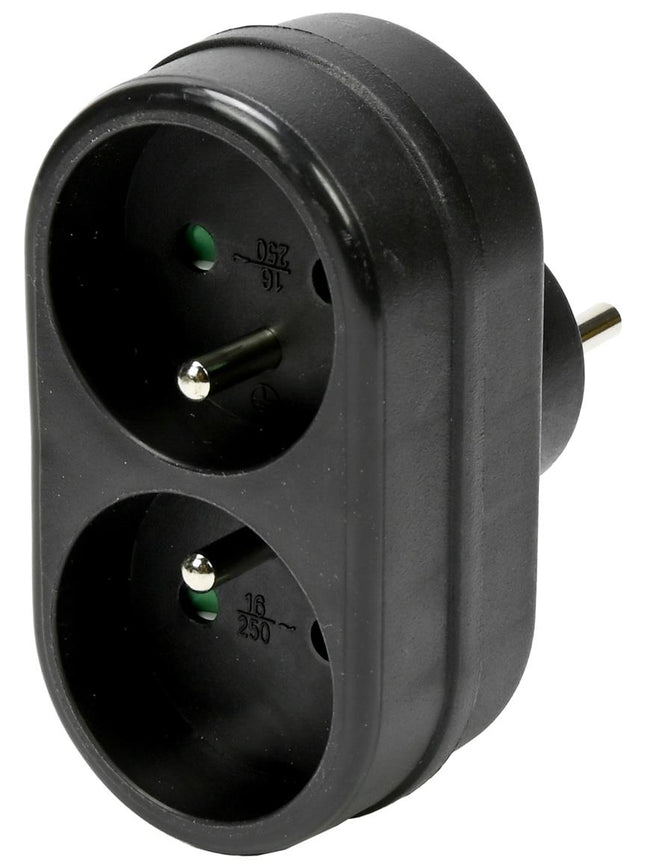 Benson Verloopstekker Duo – Penaarde (Type E) – Verticaal – Zwart