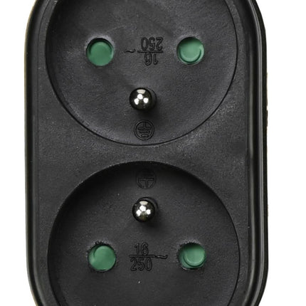 Benson Verloopstekker Duo – Penaarde (Type E) – Verticaal – Zwart