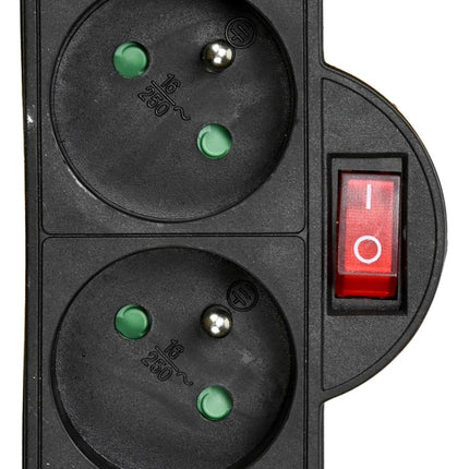 Benson Stopcontact Duo Type E - 2-voudig - Schakelaar - Zwart - Penaarde