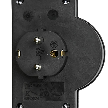 Benson Stopcontact Duo Type E - 2-voudig - Schakelaar - Zwart - Penaarde