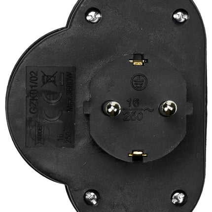 Benson Stopcontact Duo - 2-voudig - Randaarde - Schakelaar - Zwart