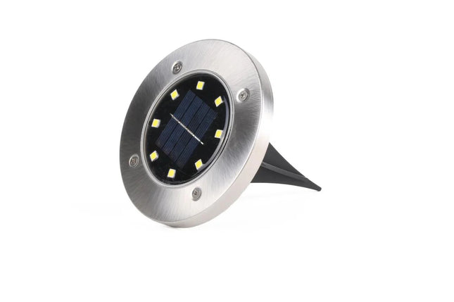 Benson Solar Grondspot – Modern Design – 8 LED's – Ø 12 cm – Zilver
