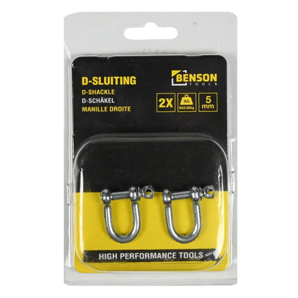Benson D-Sluiting Ø 5 mm – Set van 2 – Werklast 80 kg
