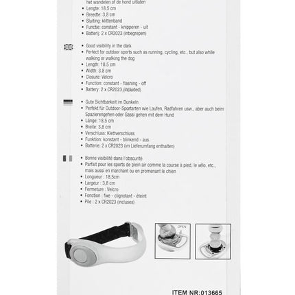 Benson LED Veiligheidsarmband - 18,5 cm - 2 Lichtstanden - Klittenband