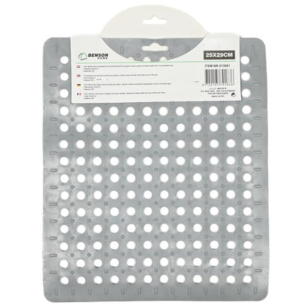 Benson Vierkante Gootsteenmat - 25 x 29 cm - PVC - Beschermend - Grijs