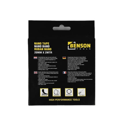 Benson Dubbelzijdige Nano Tape 20 mm x 2 m - Herbruikbaar & Afwasbaar