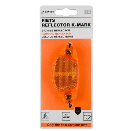 Benson Spaakreflectoren - Oranje - 4 stuks - K-MARK Gecertificeerd - Onbreekbaar