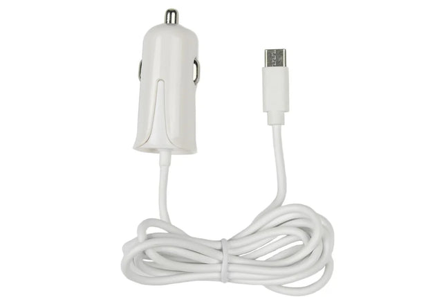 Benson Autolader met USB Type-C Kabel – 1.2 Meter – 2A – 12/24V – Wit