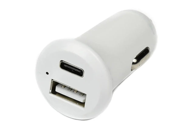 Benson Autolader – USB-A & USB-C – 3A – 12/24V – Snel & Efficiënt Opladen – Wit