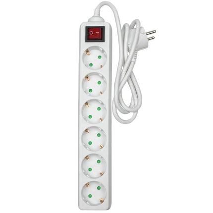 Benson Stekkerdoos met Schakelaar – 6-voudig – 1 meter – Wit