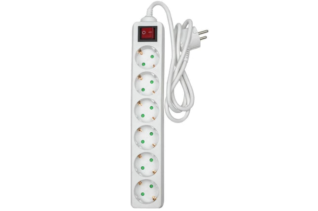 Benson Stekkerdoos met Schakelaar – 6-voudig – 1 meter – Wit