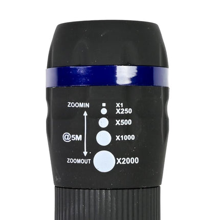 Hofftech Tactical LED Zaklamp – 1W – 2000x Zoomfunctie – 50 Lumen – Compact & Robuust