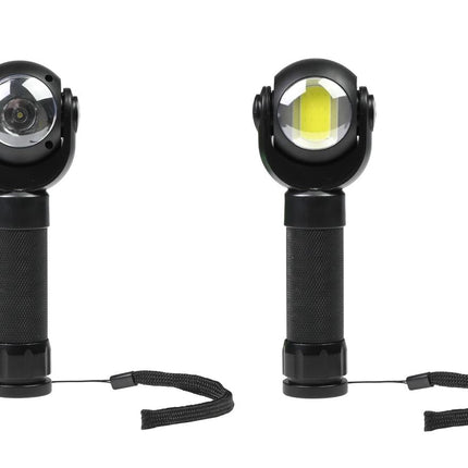 Hofftech Zaklamp met Draaikop – LED + COB – 3 Watt – 200 Lumen – Aluminium