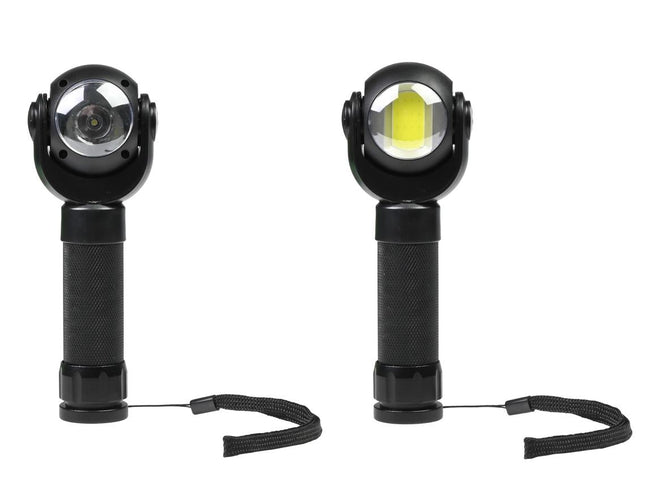 Hofftech Zaklamp met Draaikop – LED + COB – 3 Watt – 200 Lumen – Aluminium