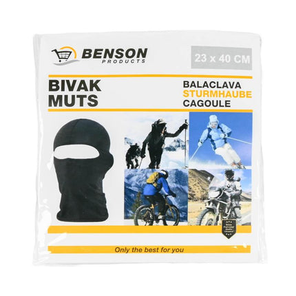 Benson Warme Bivakmuts – Zacht Polyester – Unisex – Zwart – One Size