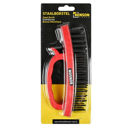 Benson Staalborstel - 16,5 cm - Soft Grip Handvat - Rood