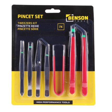 Benson Pincetset - 7-delig - Voor Precisiewerk & Fijnmechanica